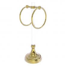 Allied Brass PG-TRSG-10-UNL - Pacific Grove Collection 2 Ring Vanity Top Guest Towel Ring with Grooved Accents - Unlacquered Bra