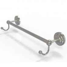 Allied Brass PQN-41-24-HK-SN - Prestige Que New Collection 24 Inch Towel Bar with Integrated Hooks