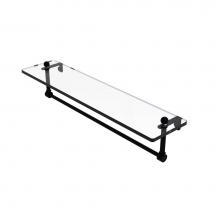 Allied Brass PR-1/22TB-BKM - 22 Inch Glass Vanity Shelf with Integrated Towel Bar