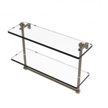 Allied Brass PR-2/16TB-ABR - 16 Inch Two Tiered Glass Shelf with Integrated Towel Bar