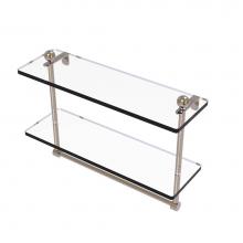 Allied Brass PR-2/16TB-PEW - 16 Inch Two Tiered Glass Shelf with Integrated Towel Bar