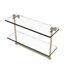 Allied Brass PR-2/16TB-UNL - 16 Inch Two Tiered Glass Shelf with Integrated Towel Bar