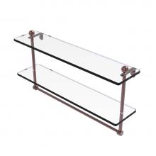 Allied Brass PR-2/22TB-CA - 22 Inch Two Tiered Glass Shelf with Integrated Towel Bar