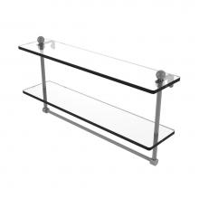 Allied Brass PR-2/22TB-GYM - 22 Inch Two Tiered Glass Shelf with Integrated Towel Bar