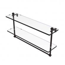 Allied Brass PR-2/22TB-ORB - 22 Inch Two Tiered Glass Shelf with Integrated Towel Bar