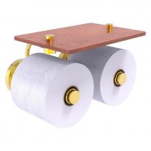 Allied Brass PR-24-2S-IRW-PB - Prestige Regal Collection 2 Roll Toilet Paper Holder with Wood Shelf - Polished Brass