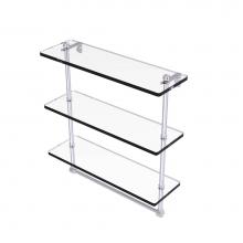 Allied Brass PR-5/16TB-SCH - 16 Inch Triple Tiered Glass Shelf with Integrated Towel Bar