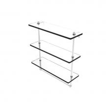 Allied Brass PR-5/16TB-WHM - 16 Inch Triple Tiered Glass Shelf with Integrated Towel Bar