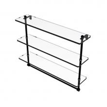Allied Brass PR-5/22TB-BKM - 22 Inch Triple Tiered Glass Shelf with Integrated Towel Bar