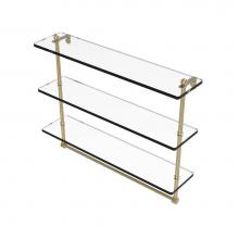 Allied Brass PR-5/22TB-SBR - 22 Inch Triple Tiered Glass Shelf with Integrated Towel Bar