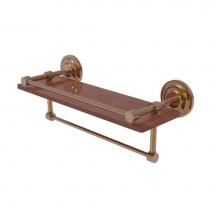 Allied Brass QN-1TB-16-GAL-IRW-BBR - Que New Collection 16 Inch IPE Ironwood Shelf with Gallery Rail and Towel Bar