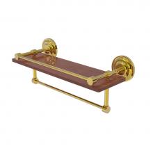 Allied Brass QN-1TB-16-GAL-IRW-PB - Que New Collection 16 Inch IPE Ironwood Shelf with Gallery Rail and Towel Bar