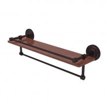 Allied Brass QN-1TB-22-GAL-IRW-ABZ - Que New Collection 22 Inch IPE Ironwood Shelf with Gallery Rail and Towel Bar