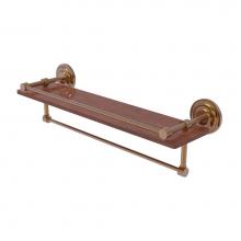 Allied Brass QN-1TB-22-GAL-IRW-BBR - Que New Collection 22 Inch IPE Ironwood Shelf with Gallery Rail and Towel Bar