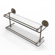 Allied Brass QN-2/22-GAL-ABR - Que New 22 Inch Double Glass Shelf with Gallery Rail