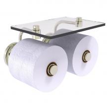 Allied Brass QN-24-2S-PNI - Que New Collection 2 Roll Toilet Paper Holder with Glass Shelf - Polished Nickel