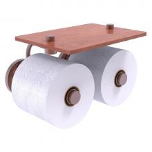 Allied Brass QN-24-2S-IRW-CA - Que New Collection 2 Roll Toilet Paper Holder with Wood Shelf - Antique Copper