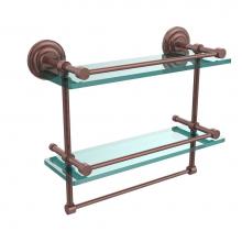 Allied Brass QN-2TB/16-GAL-CA - 16 Inch Gallery Double Glass Shelf with Towel Bar