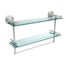 Allied Brass QN-2TB/22-GAL-PC - 22 Inch Gallery Double Glass Shelf with Towel Bar
