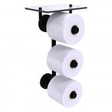 Allied Brass QN-35-3VS-BKM - Que New Collection 3 Roll Toilet Paper Holder with Glass Shelf - Matte Black