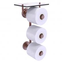 Allied Brass QN-35-3VS-CA - Que New Collection 3 Roll Toilet Paper Holder with Glass Shelf - Antique Copper