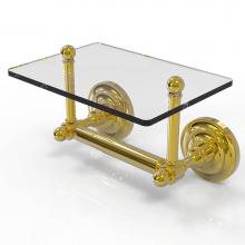 Allied Brass QN-GLT-24-PB - Que New Collection Two Post Toilet Tissue Holder with Glass Shelf