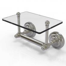 Allied Brass QN-GLT-24-SN - Que New Collection Two Post Toilet Tissue Holder with Glass Shelf