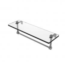 Allied Brass RC-1/16TB-GYM - 16 Inch Glass Vanity Shelf with Integrated Towel Bar