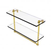 Allied Brass RC-2/16TB-PB - 16 Inch Two Tiered Glass Shelf with Integrated Towel Bar