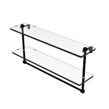 Allied Brass RC-2/22TB-BKM - 22 Inch Two Tiered Glass Shelf with Integrated Towel Bar