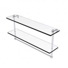 Allied Brass RC-2/22TB-PC - 22 Inch Two Tiered Glass Shelf with Integrated Towel Bar