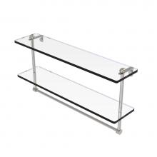 Allied Brass RC-2/22TB-SN - 22 Inch Two Tiered Glass Shelf with Integrated Towel Bar