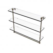 Allied Brass RC-5/16TB-ABR - 16 Inch Triple Tiered Glass Shelf with Integrated Towel Bar