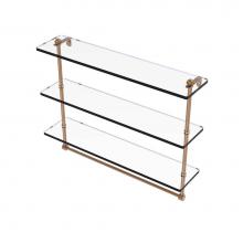 Allied Brass RC-5/16TB-BBR - 16 Inch Triple Tiered Glass Shelf with Integrated Towel Bar