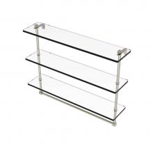 Allied Brass RC-5/16TB-PNI - 16 Inch Triple Tiered Glass Shelf with Integrated Towel Bar