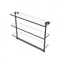 Allied Brass RC-5/22TB-ABZ - 22 Inch Triple Tiered Glass Shelf with Integrated Towel Bar