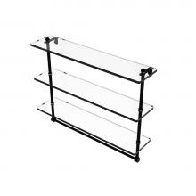 Allied Brass RC-5/22TB-BKM - 22 Inch Triple Tiered Glass Shelf with Integrated Towel Bar