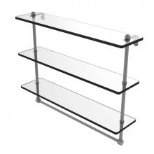 Allied Brass RC-5/22TB-GYM - 22 Inch Triple Tiered Glass Shelf with Integrated Towel Bar