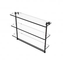 Allied Brass RC-5/22TB-ORB - 22 Inch Triple Tiered Glass Shelf with Integrated Towel Bar