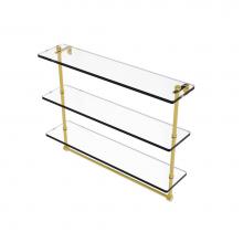 Allied Brass RC-5/22TB-PB - 22 Inch Triple Tiered Glass Shelf with Integrated Towel Bar