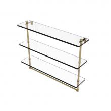 Allied Brass RC-5/22TB-UNL - 22 Inch Triple Tiered Glass Shelf with Integrated Towel Bar