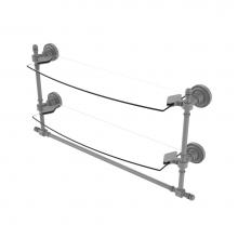 Allied Brass RD-34TB/18-GYM - Retro Dot Collection 18 Inch Two Tiered Glass Shelf with Integrated Towel Bar