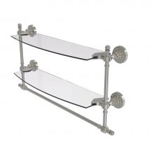 Allied Brass RD-34TB/18-SN - Retro Dot Collection 18 Inch Two Tiered Glass Shelf with Integrated Towel Bar