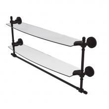 Allied Brass RD-34TB/24-ORB - Retro Dot Collection 24 Inch Two Tiered Glass Shelf with Integrated Towel Bar