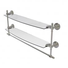 Allied Brass RD-34TB/24-SN - Retro Dot Collection 24 Inch Two Tiered Glass Shelf with Integrated Towel Bar