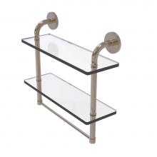 Allied Brass RM-2-16TB-PEW - Remi Collection 16 Inch Two Tiered Glass Shelf with Integrated Towel Bar