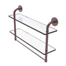 Allied Brass RM-2-22TB-CA - Remi Collection 22 Inch Two Tiered Glass Shelf with Integrated Towel Bar