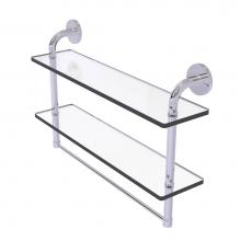 Allied Brass RM-2-22TB-PC - Remi Collection 22 Inch Two Tiered Glass Shelf with Integrated Towel Bar