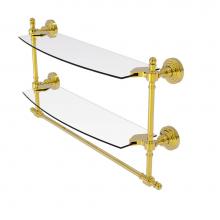 Allied Brass RW-34TB/18-PB - Retro Wave Collection 18 Inch Two Tiered Glass Shelf with Integrated Towel Bar