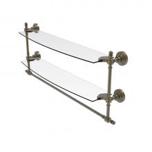 Allied Brass RW-34TB/24-ABR - Retro Wave Collection 24 Inch Two Tiered Glass Shelf with Integrated Towel Bar